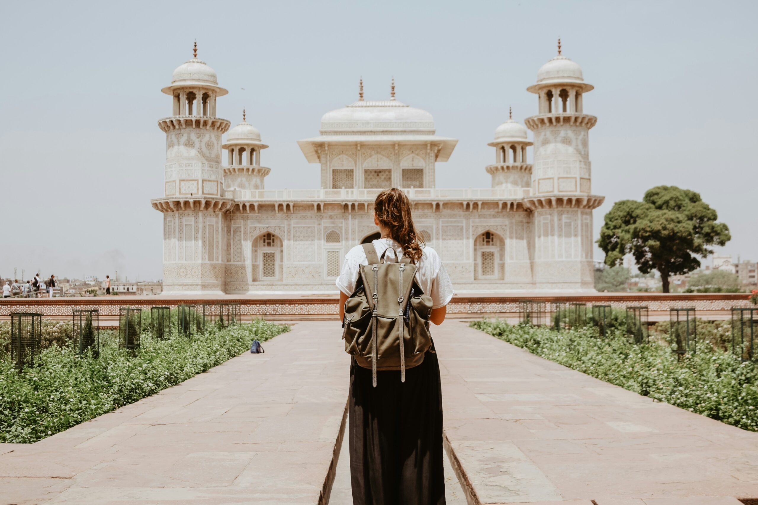 single young woman traveling