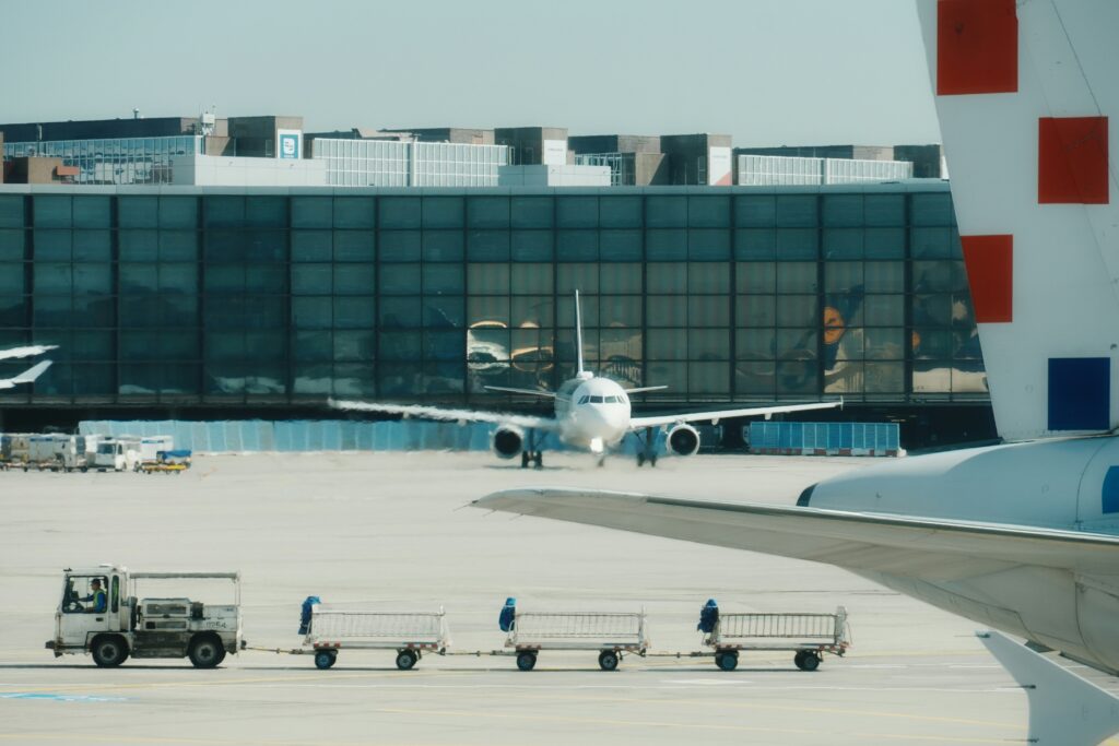 Airplane at airport.